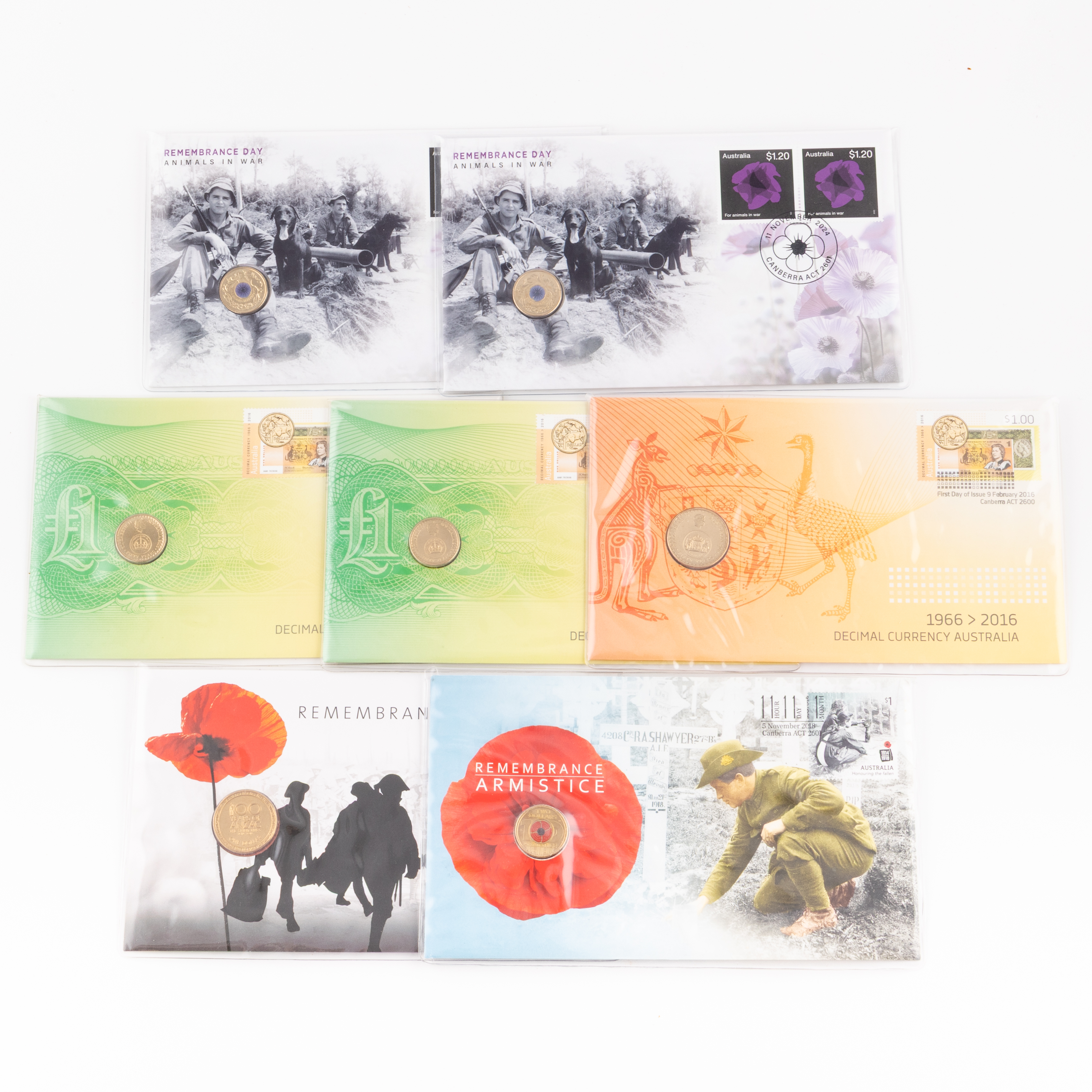 Elizabeth II - Charles III, Remembrance & Currency, One Dollar - Two Dollars, 2016 - 2024, UNC