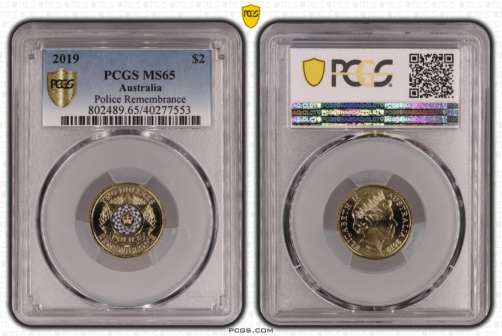 Police Remembrance Colourised, Two Dollar, 2019, PCGS MS65