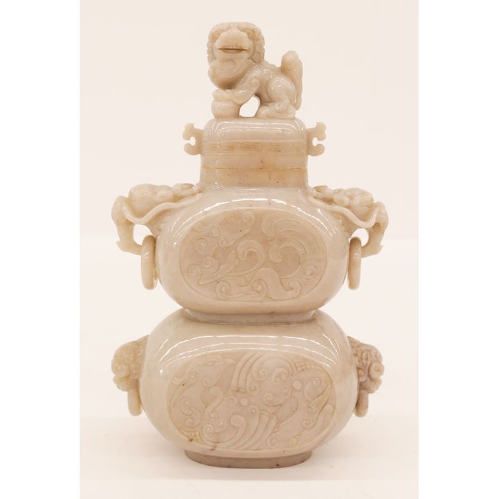 Fine Chinese Grey Jade Double Gourd Vase