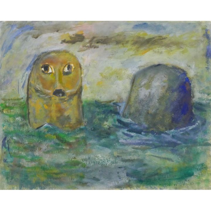 Arthur or Albert Runquist ''Sea Creature and Rock'' Oil on Canvas 18''x21''