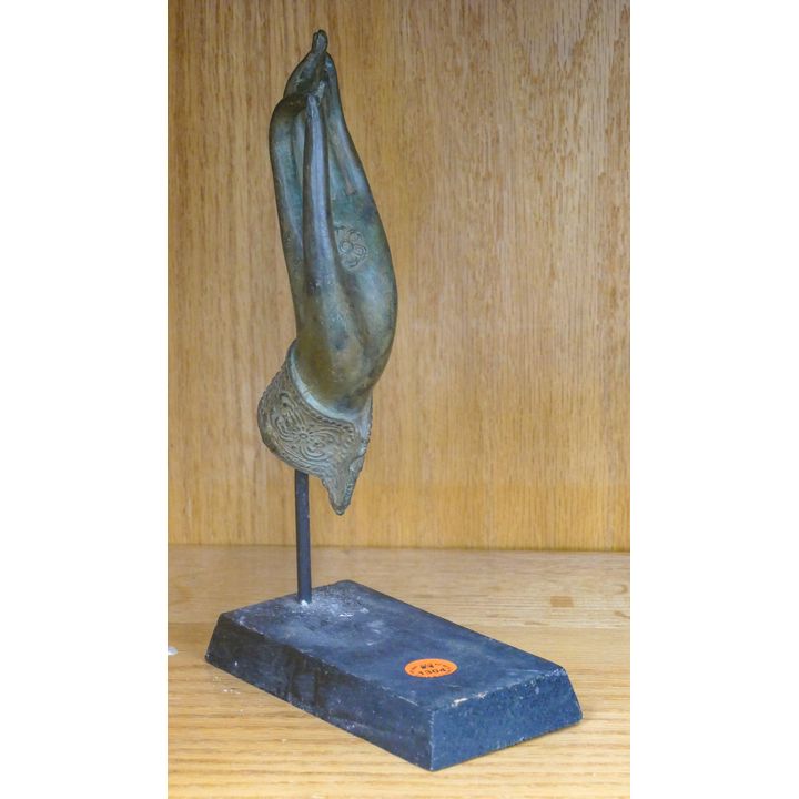 Thai Bronze Buddha Hand on Stand 9.5''