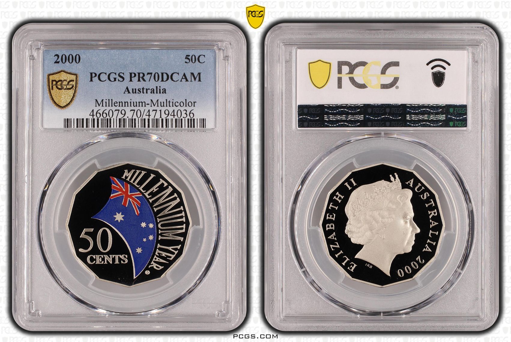 Elizabeth II, Millennium-Multicolor, Fifty Cent, 2000, PCGS PR70DCAM