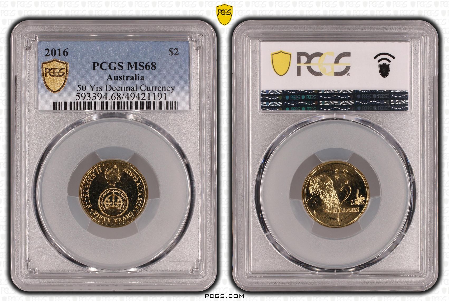 Elizabeth II, 50 Yrs Decimal Currency , Two Dollar, 2016, PCGS MS68