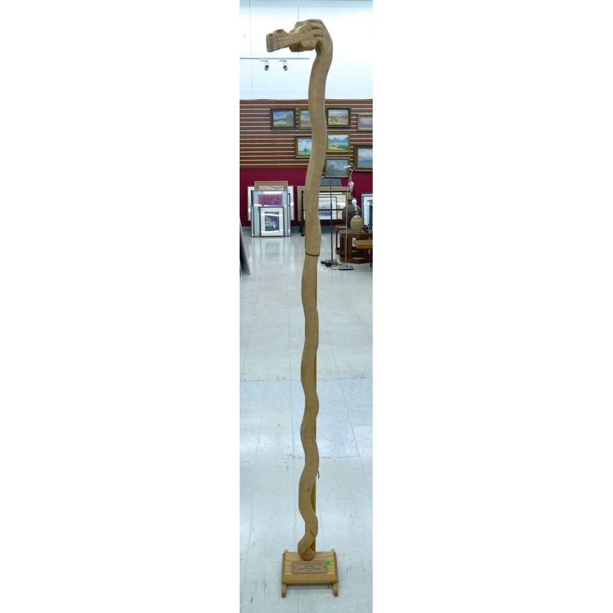 Sam White (S'Klallam) ''Double Headed Sea Serpent'' 2013 Cedar Walking Stick