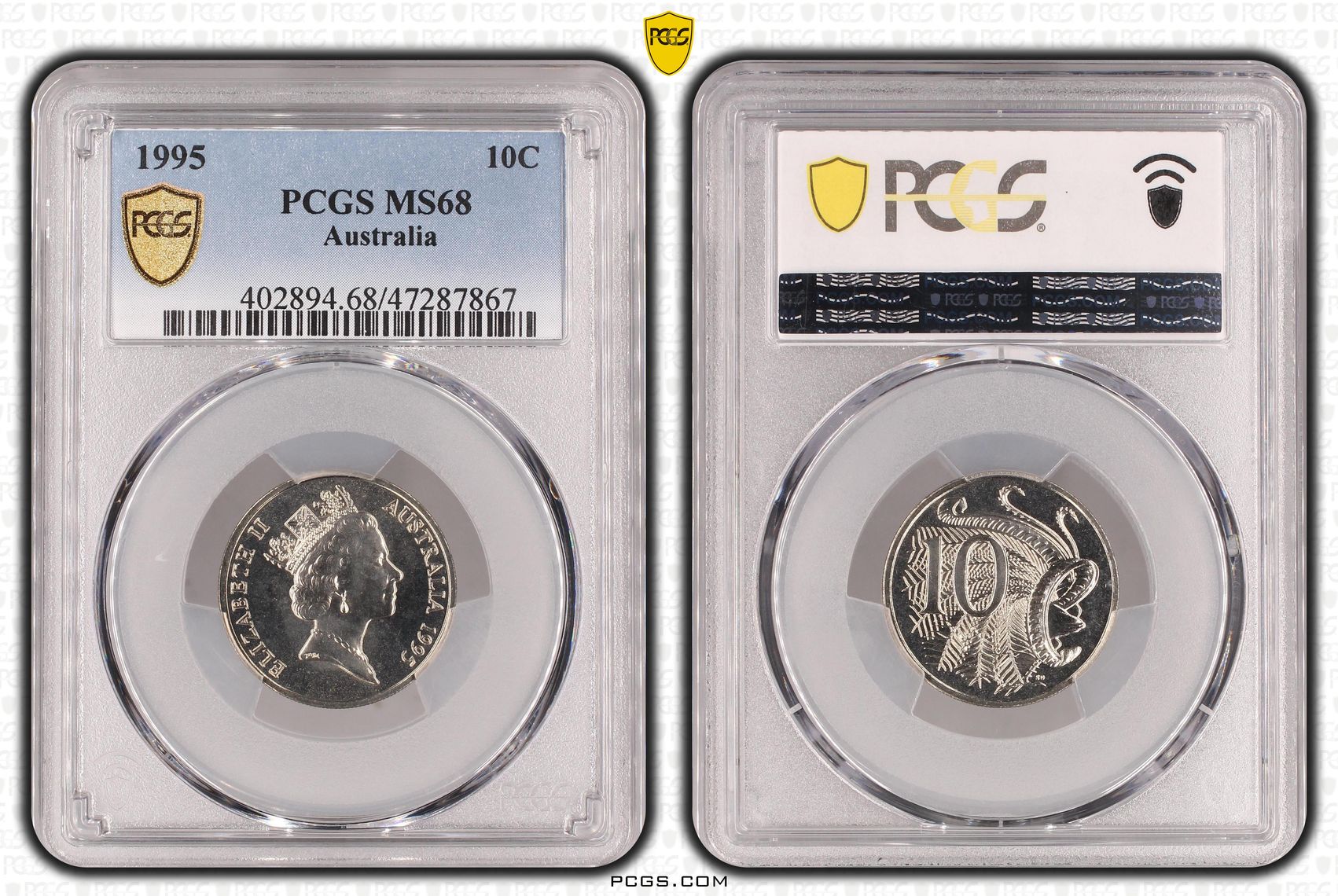 Elizabeth II, Ten Cent, 1995, PCGS MS68