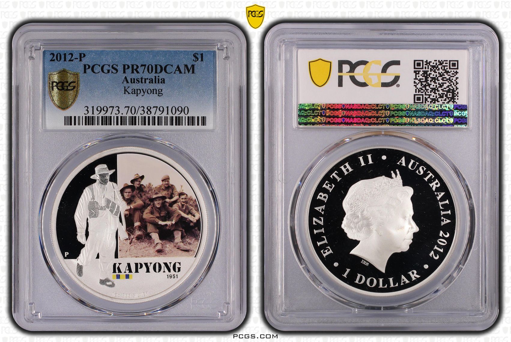 2012-P Australia One Dollar, $1 Proof Kapyong PCGS - PR70DCAM POP 1/0 -090