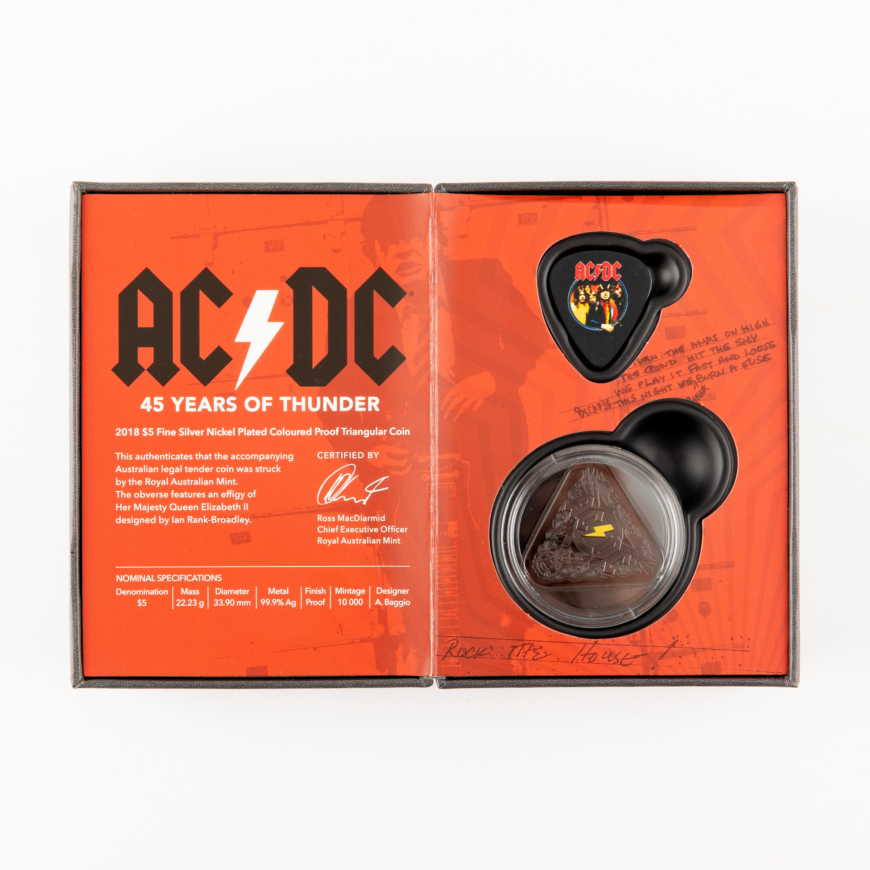 48 · RAM - AC/DC 45 Years of Thunder, Five Dollars, 2018,  FDC