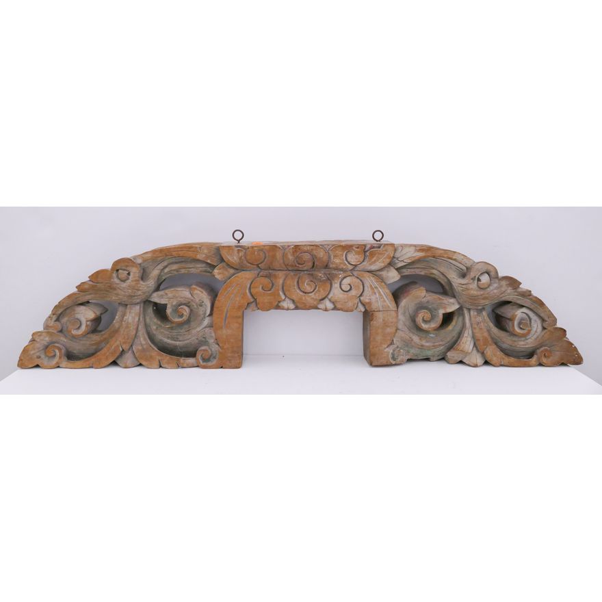 Antique Chinese Carved Double Sided Arched Doorway Panel- 8x37''