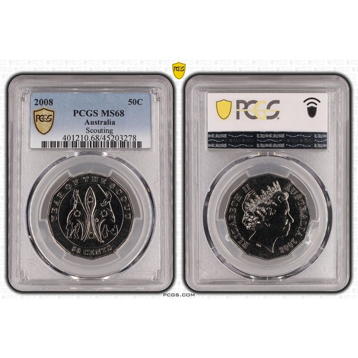 Elizabeth II, Scouting, Fifty Cent, 2008, PCGS MS 68