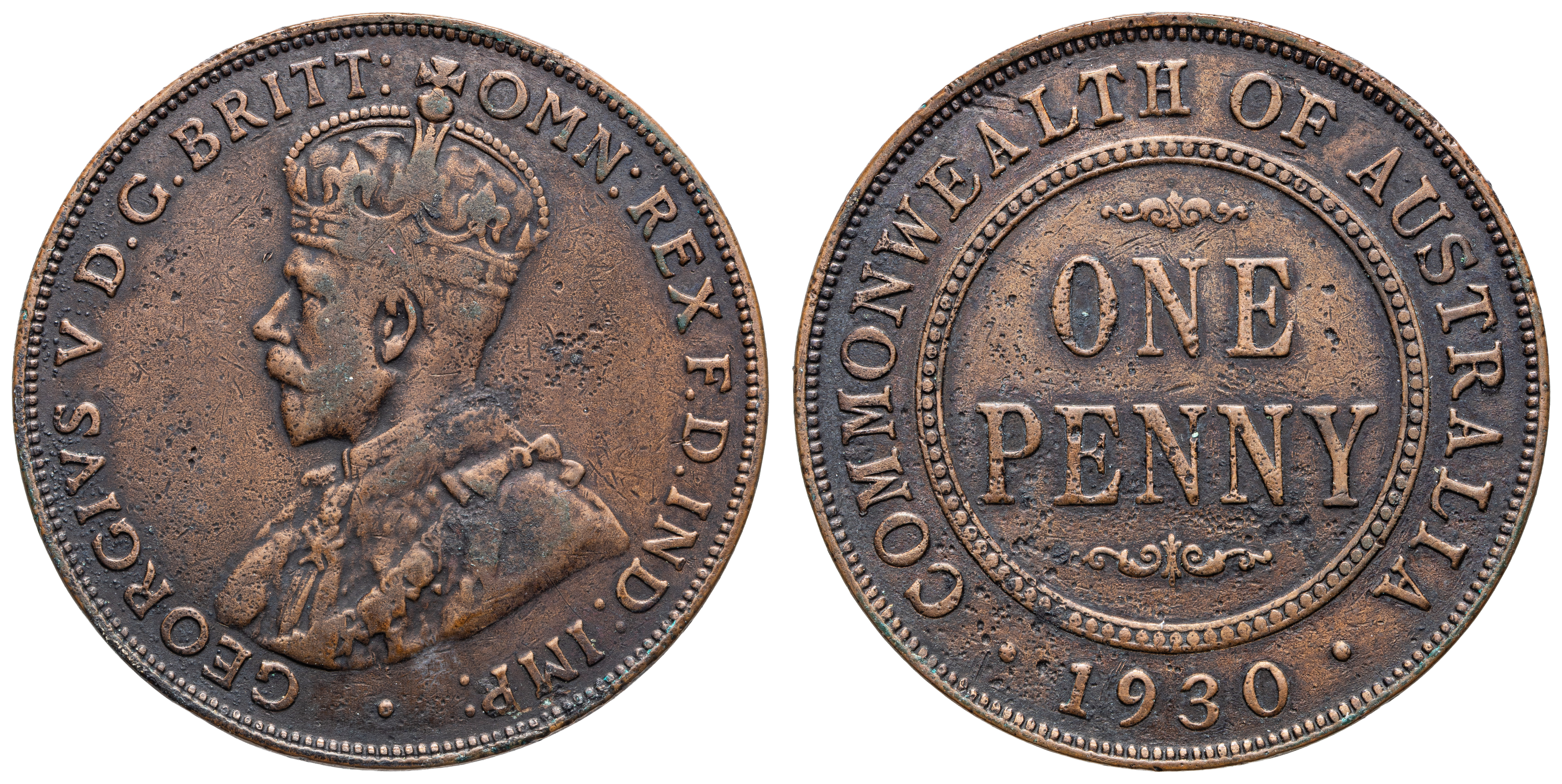 George V, Penny, 1930, aF