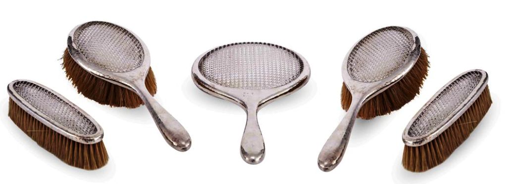 A SILVER DRESSING TABLE SET
