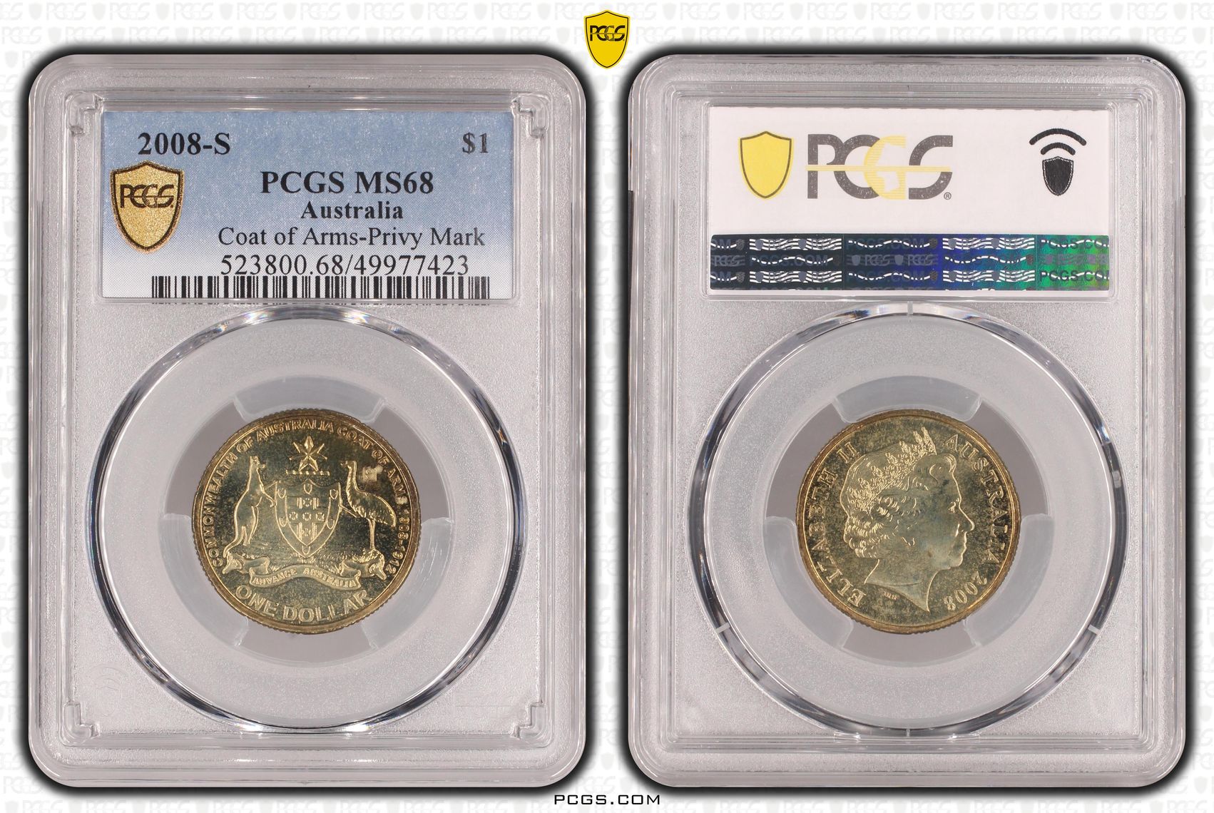 Coat of Arms-Privy Mark, One Dollar, 2008-S, PCGS MS68