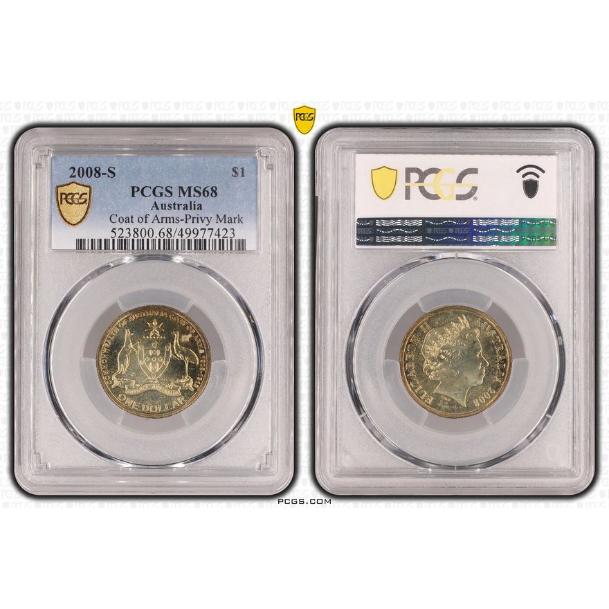 Coat of Arms-Privy Mark, One Dollar, 2008-S, PCGS MS68