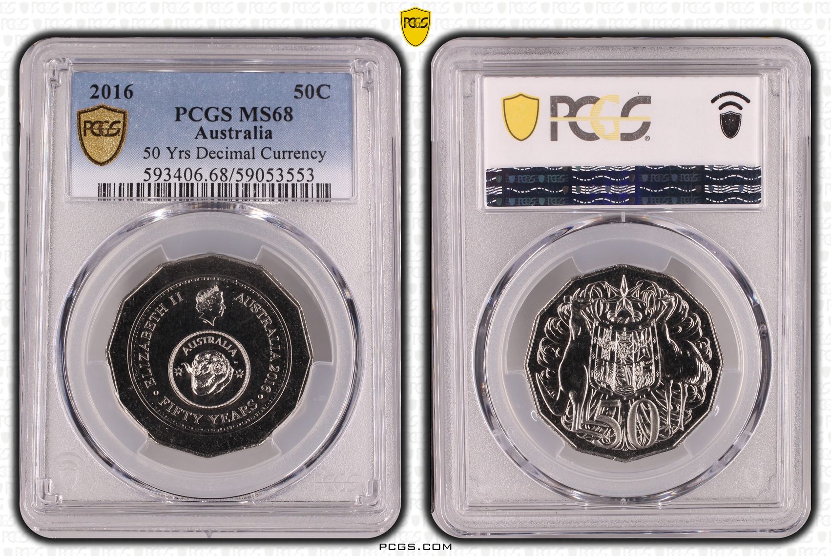 50th Ann. Decimal Currency, Fifty Cent, 2016, PCGS MS68