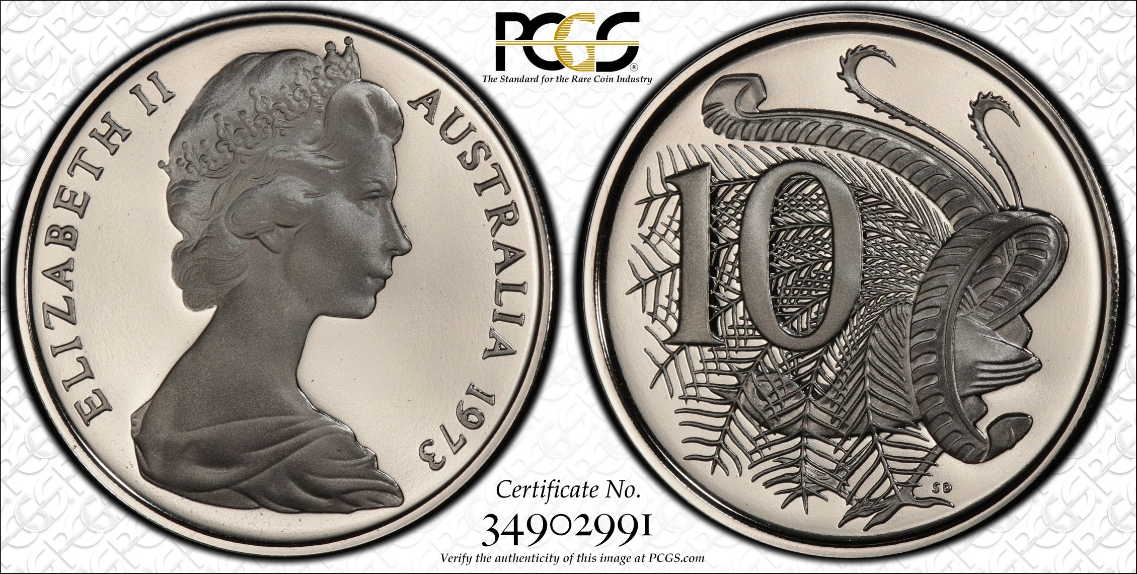 Elizabeth II, Ten Cent, 1973, PCGS PR69DCAM