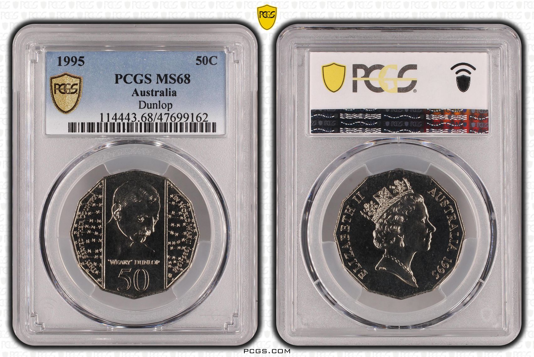 Dunlop, Fifty Cent, 1995, PCGS MS 68