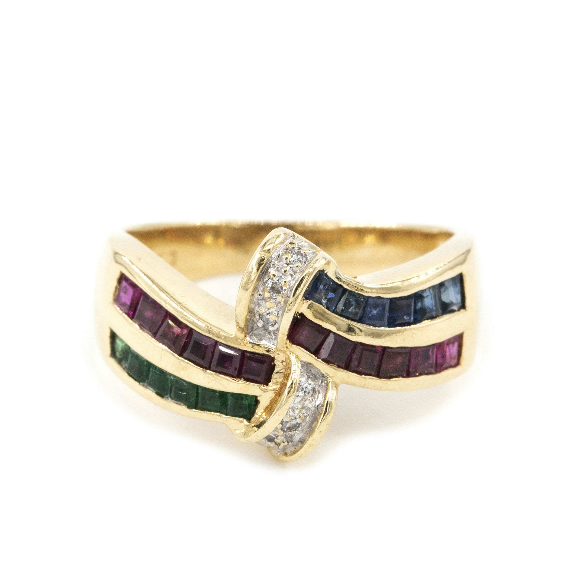 Ruby & Sapphire Double Channel Set Ring 18ct Gold