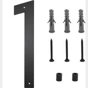 LAFFOONPARTS 16 INCH MODERN HOUSE NUMBERS FOR OUTSIDE BLACK WITH NAIL KIT, LARGE BLACK METAL HOUSE NUMBERS, HOUSE ADDRESS NUMBERS