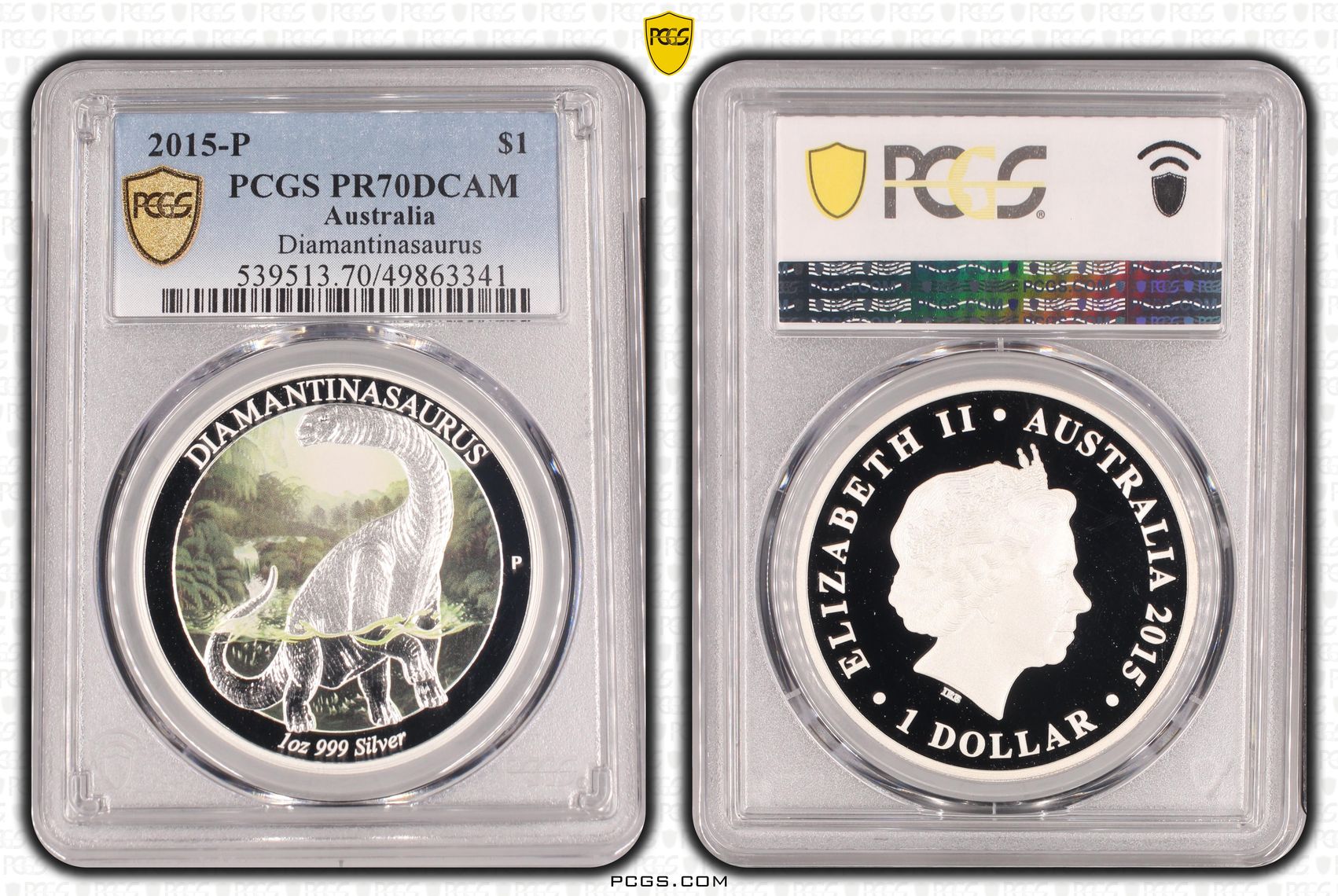 Diamantinasaurus, POP 3/0, One Dollar, 2015-P, PCGS PR70DCAM