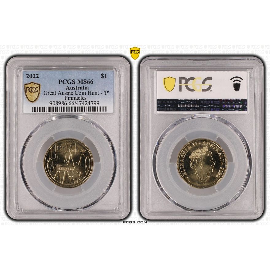 Great Aussie Coin Hunt - 'P', One Dollar, 2022, PCGS MS66