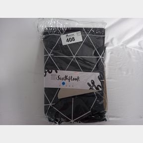 ELLA PRINTED POLYCOTTON DUVET SET - CHARCOAL GREY - 3/4