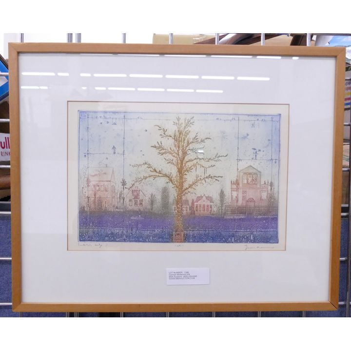 German Modernist S/N Etching- 16x20'' framed