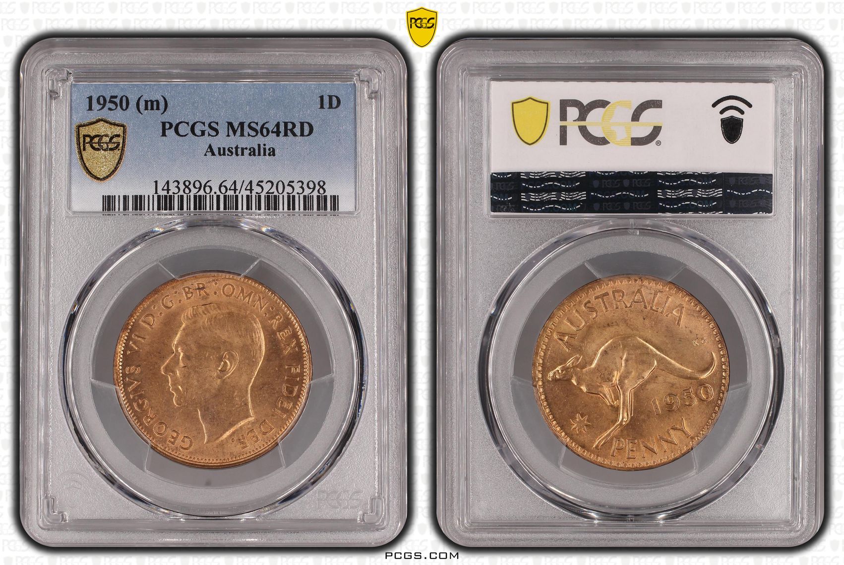 1950 Australia Penny PCGS - MS64RD -398