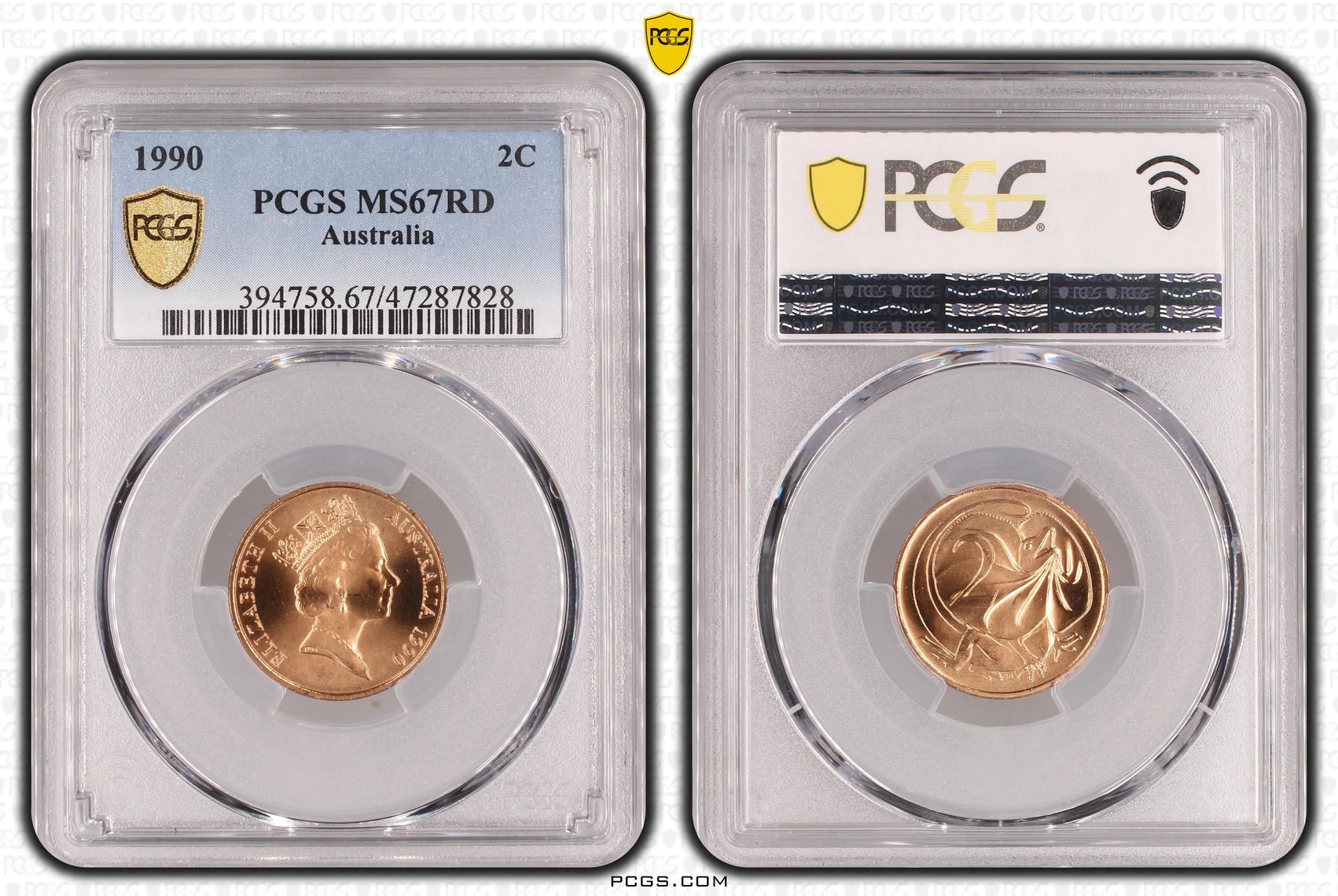 Elizabeth II, Two Cent, 1990, PCGS MS67RD