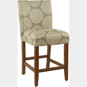 HOMEPOP UPHOLSTERED COUNTER HEIGHT BARSTOOL, 24-INCH, TAUPE AND CREAM MEDALLION