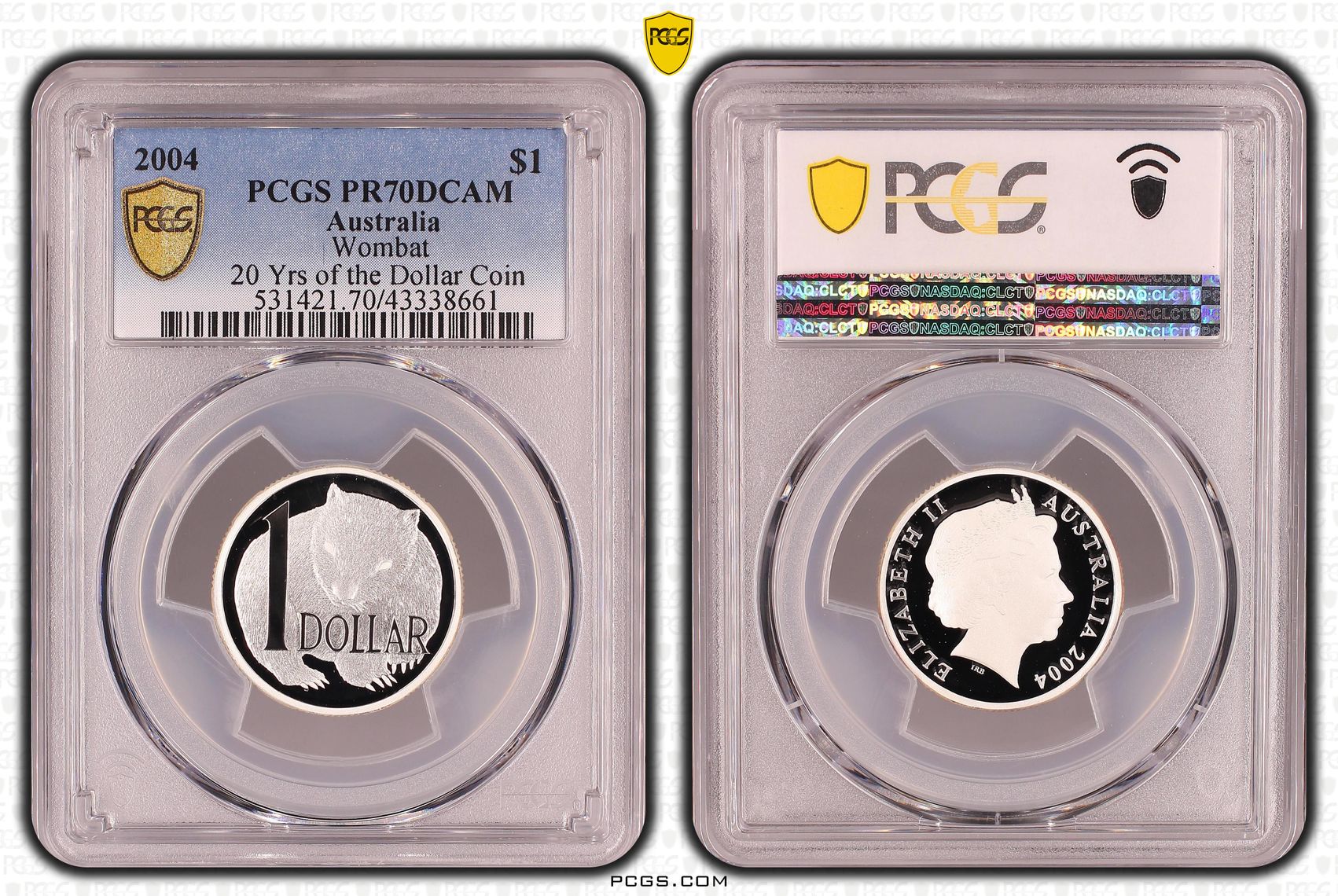 Elizabeth II, Silver, Wombat, One Dollar, PR70DCAM , 2004 PCGS POP - 23/0