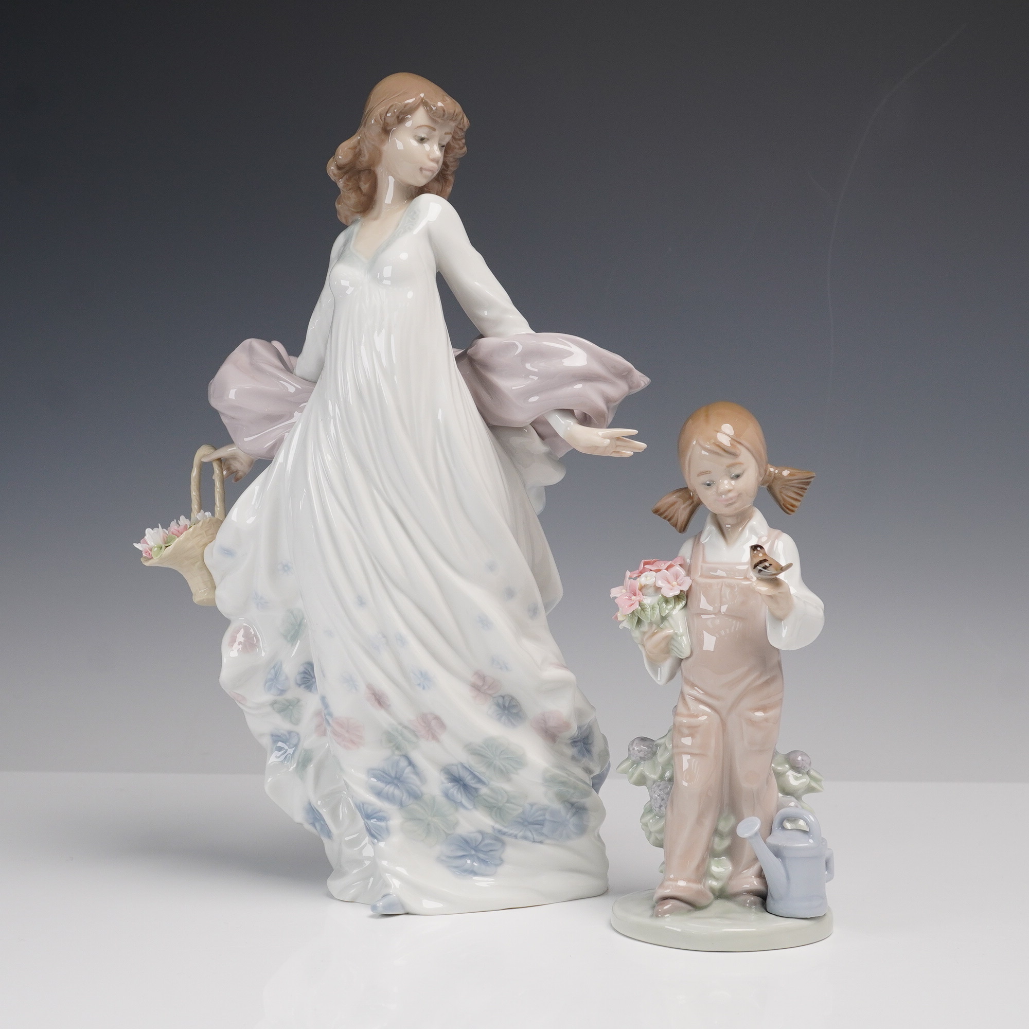 2pc Lladro Porcelain Figurines, Spring Splendor 1005898 and