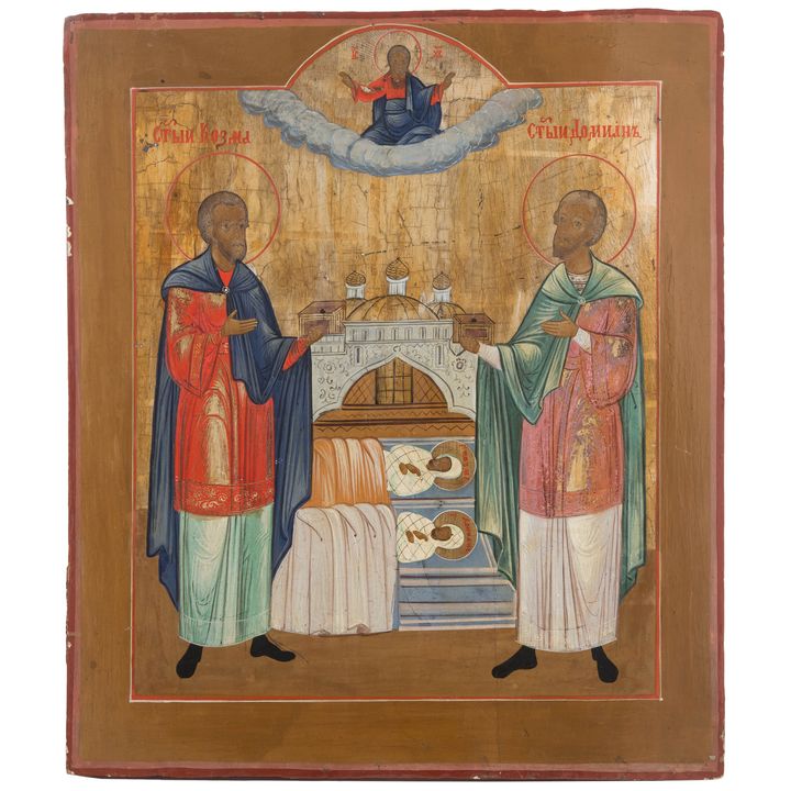 Ikona - Święci Kosma i Damian, Rosja, 1 poł. XX w.