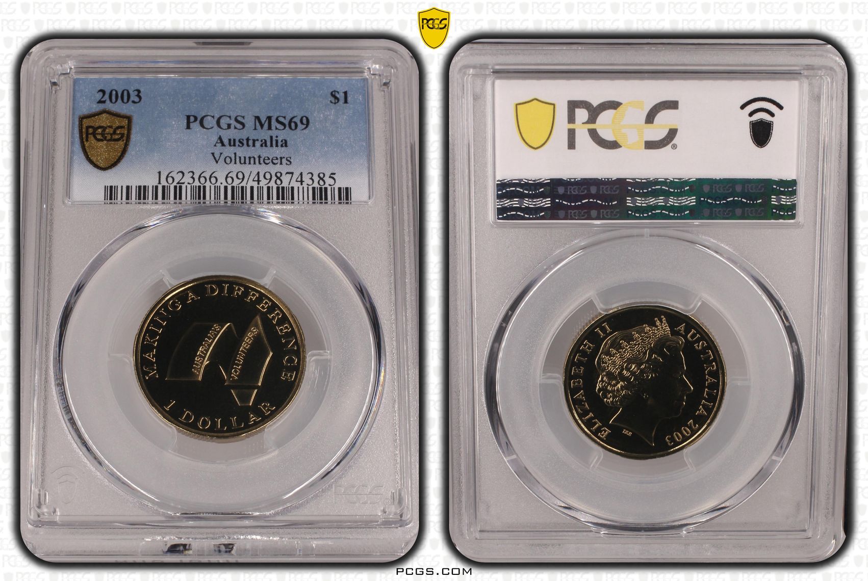 Volunteers , One Dollar, 2003, PCGS MS69