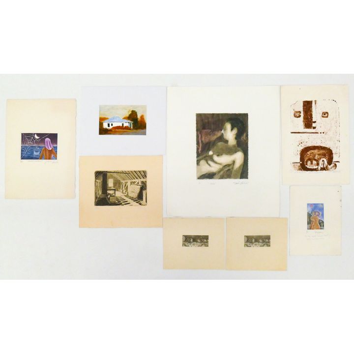 6pc Assorted Small Signed Etchings