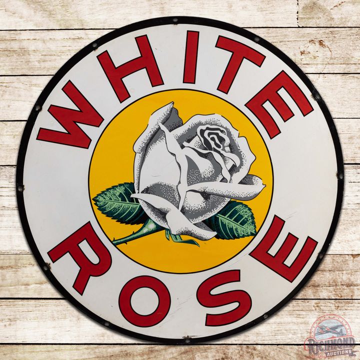White Rose Gasoline 48" Double Sided Porcelain Logo Sign