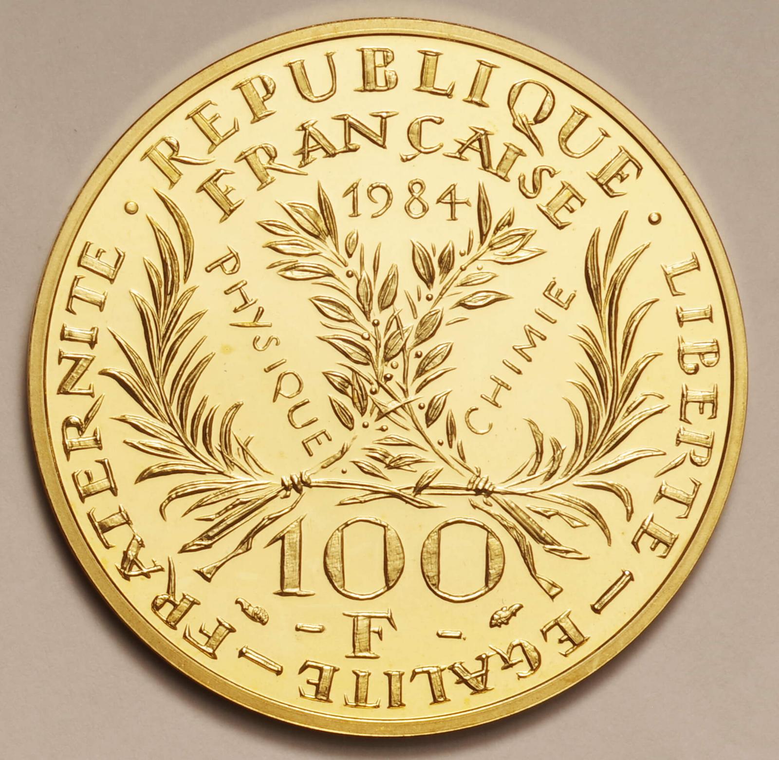 フランス-France. キュリー夫人追悼50年記念 100フラン金貨 1984年 