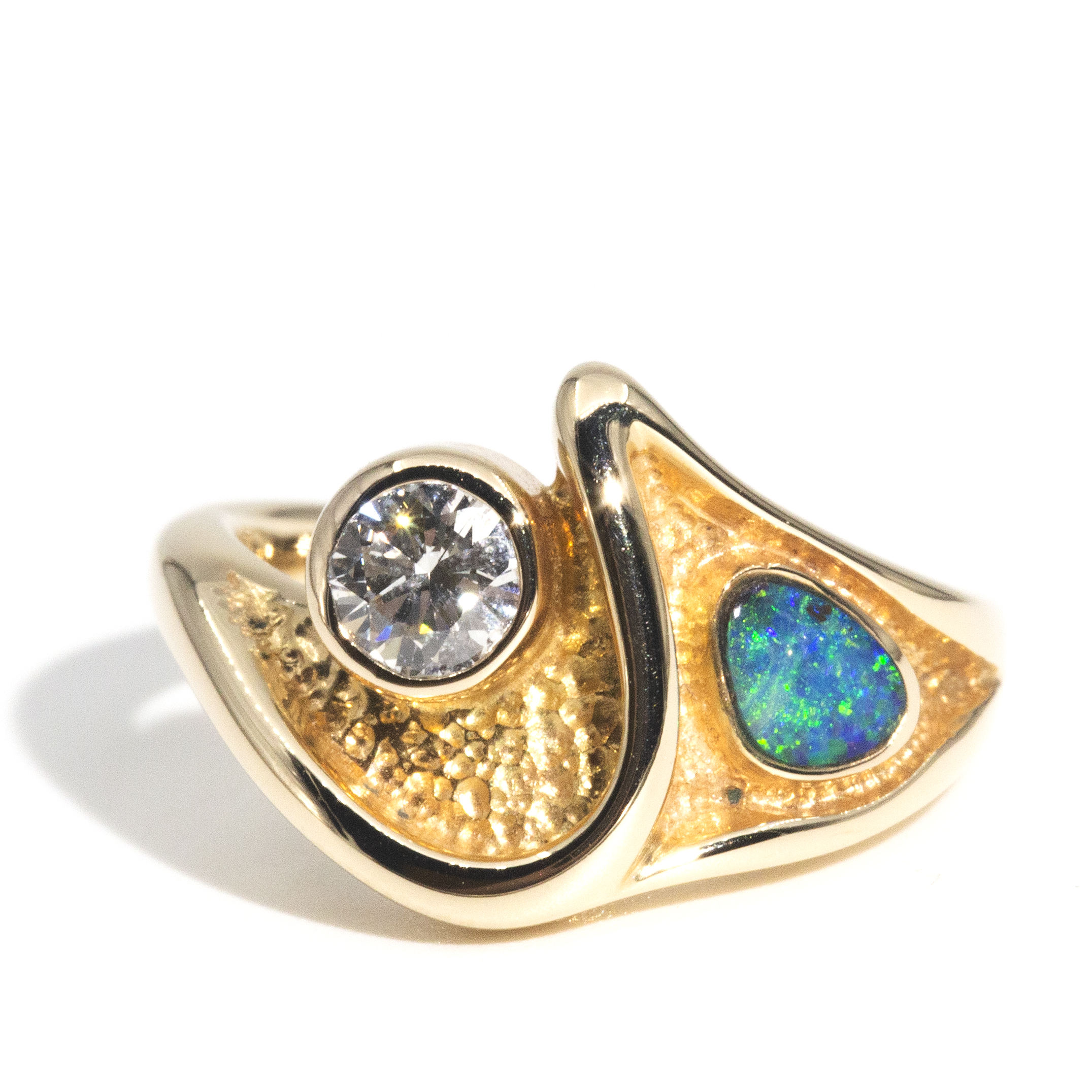 2437 · Boulder Opal and Diamond 18 Carat Ring