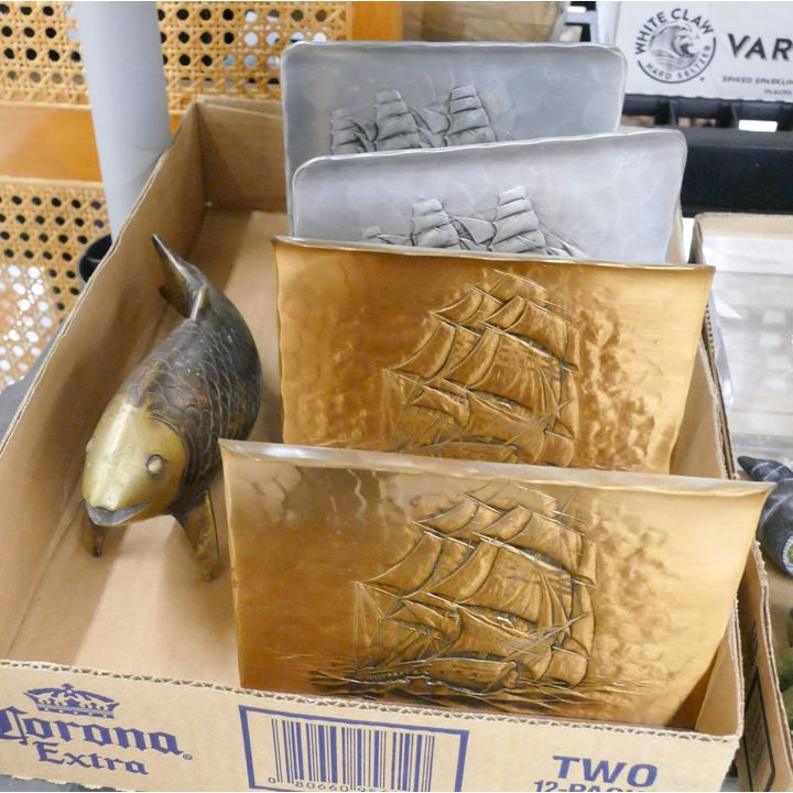 Box Vintage Clipper Ship Bookends Etc