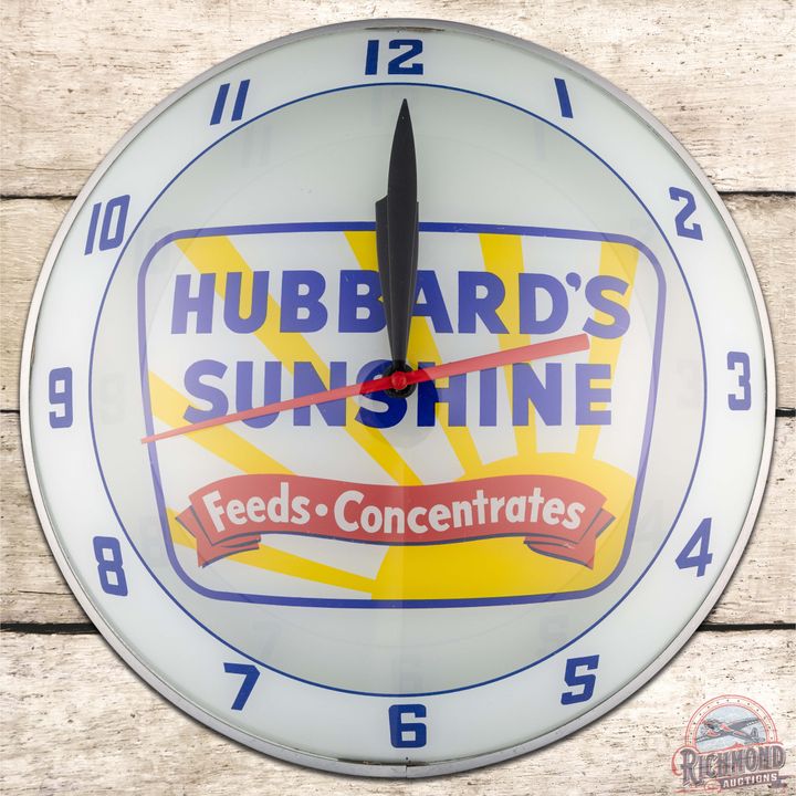 Hubbards Sunshine Feeds Concentrates 15" Double Bubble Advertising Clock
