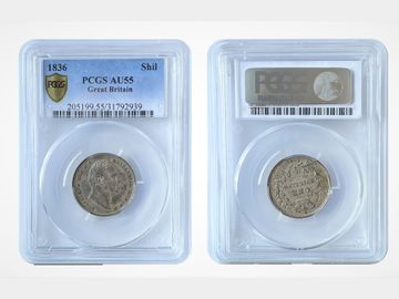 1836 KING WILLIAM IV SILVER SHILLING AU55 PCGS