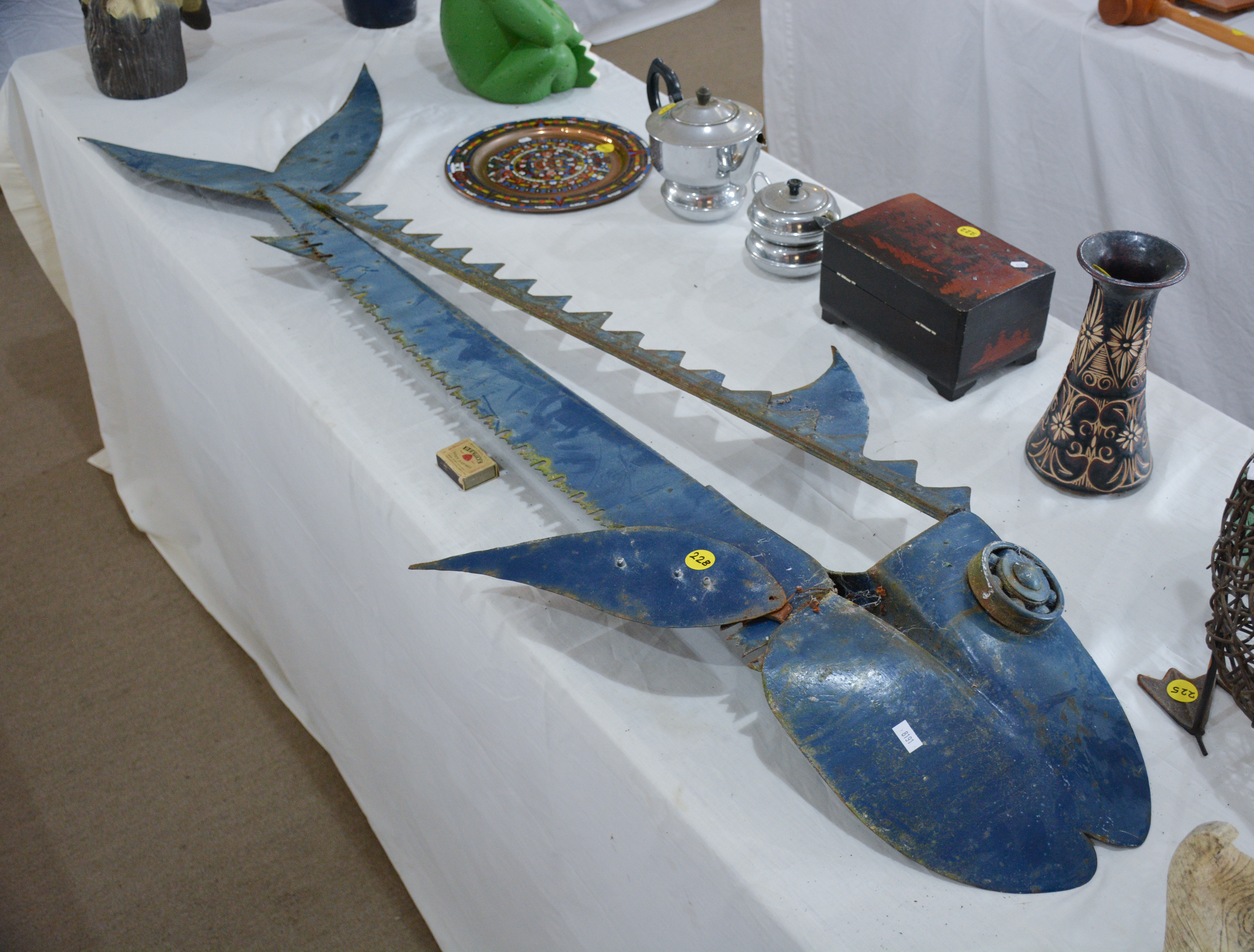 Metal Shovel-Saw Fish Art — sold at auction in New Zealand for $45