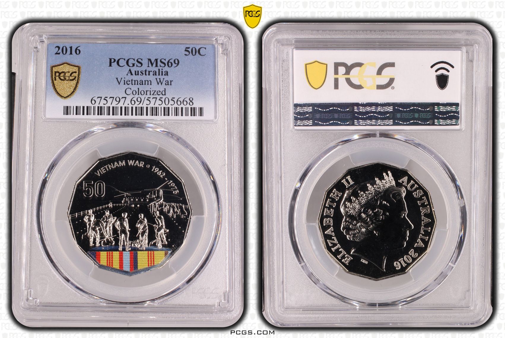 Vietnam War Colourised, Fifty Cent, 2016, PCGS MS69