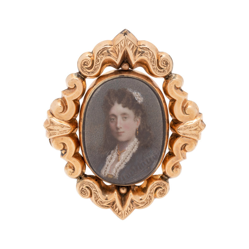 VICTORIAN, YELLOW GOLD MOURNING BROOCH 