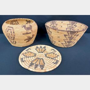 Group of Baskets - Two Tohono O'odham and One Hopi