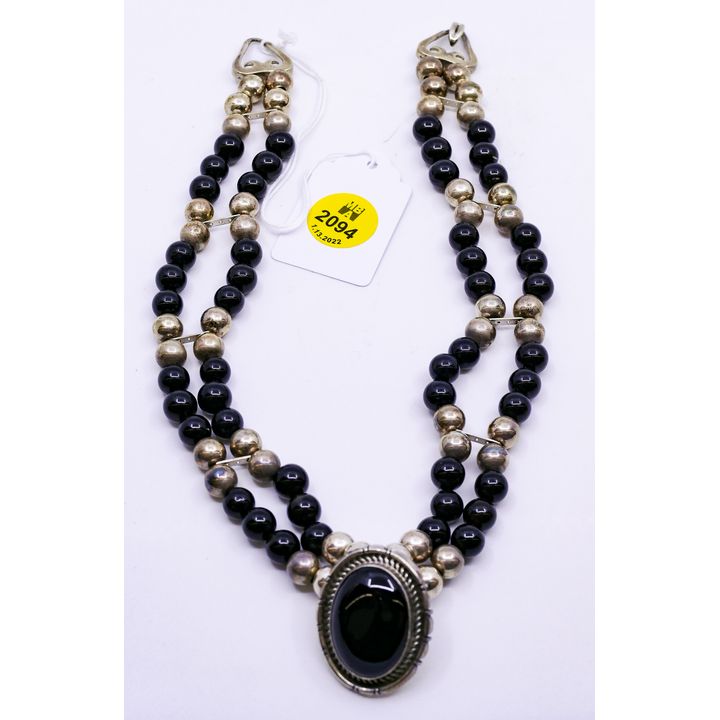E. Etsitty Sterling & Onyx Necklace