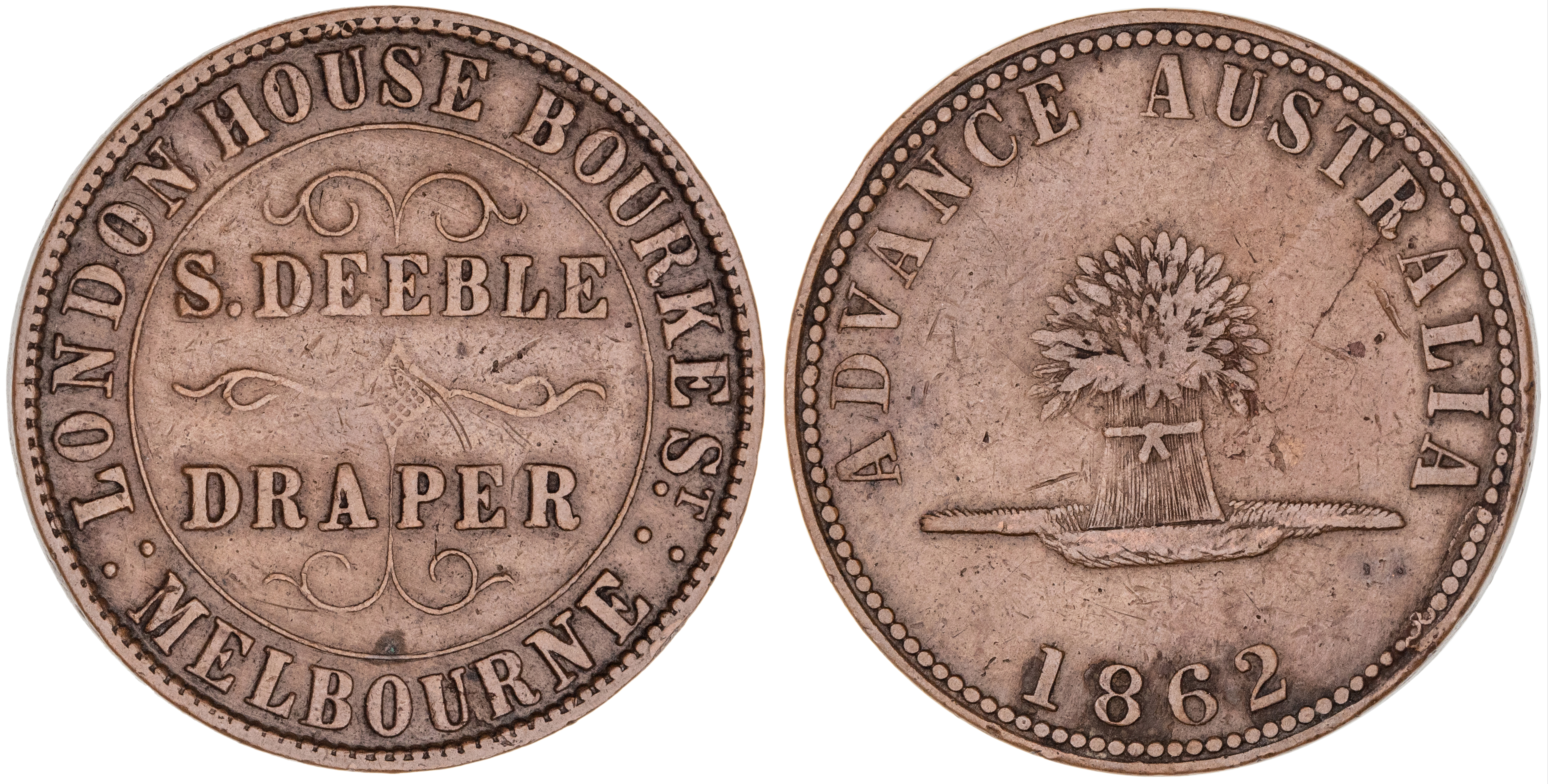 Melbourne, Victoria, S. Deeble, Penny, 1862, VF