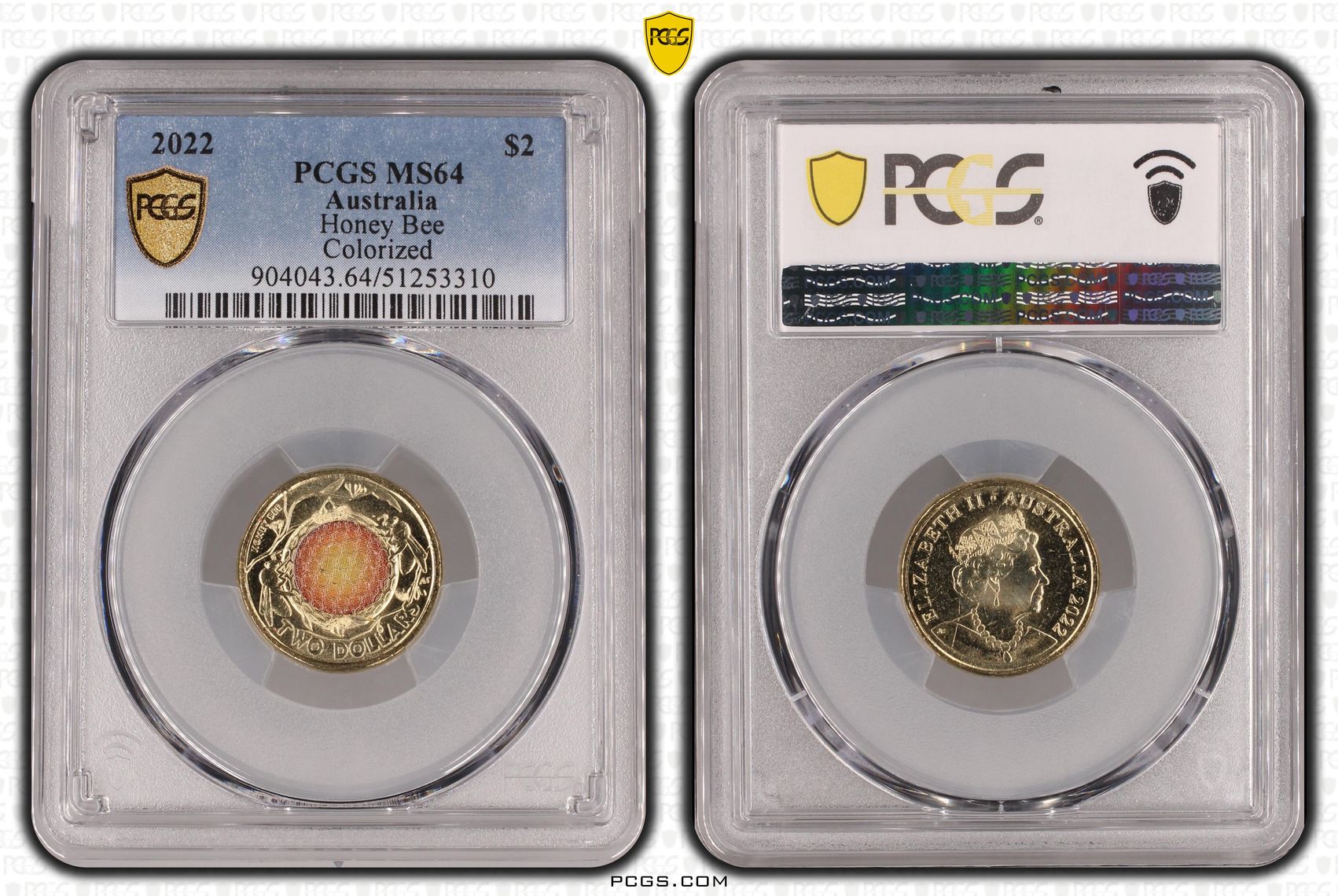 Honey Bee Colorized, Two Dollar, 2022, PCGS MS64