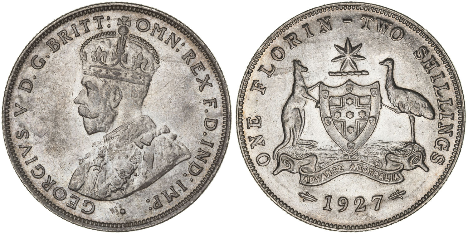 George V, Florin, 1927, EF