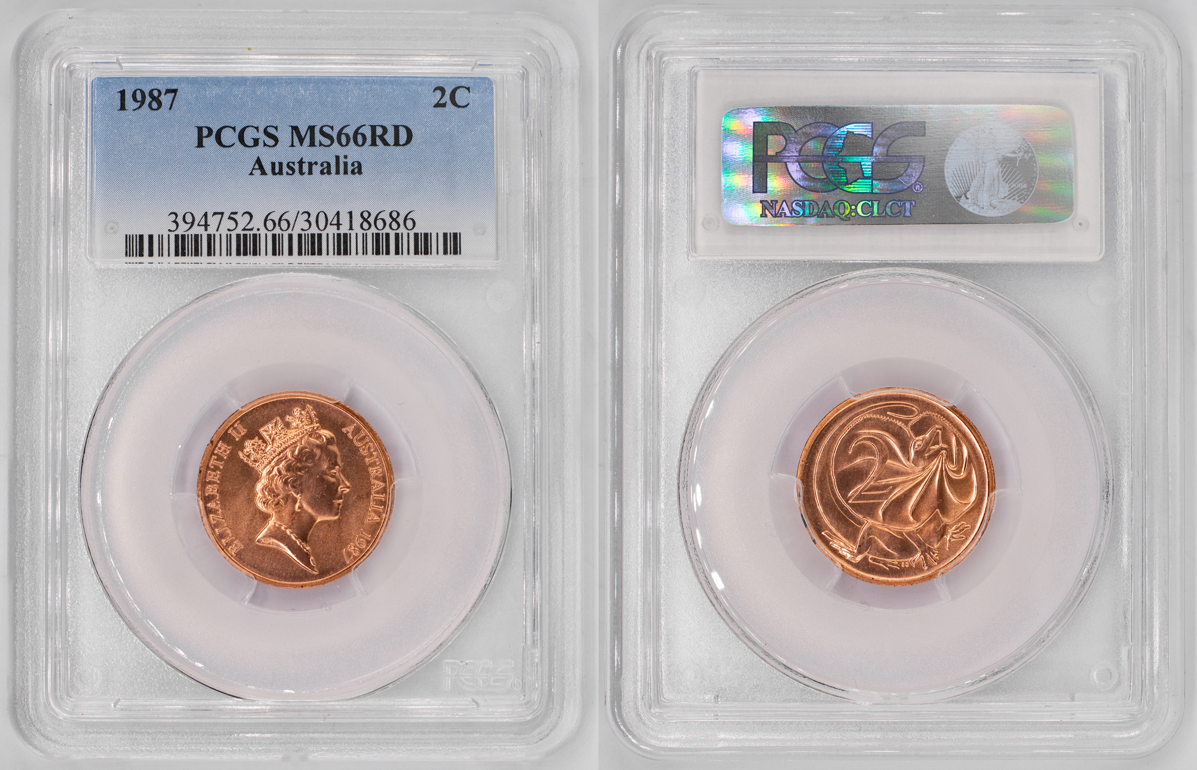 Elizabeth II, Two Cent, 1987, PCGS MS66RD