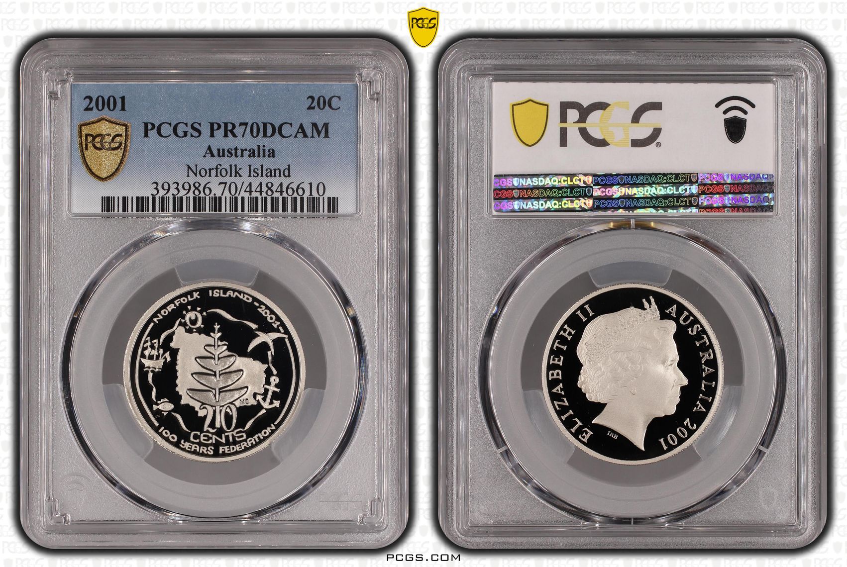 2001 Australian Twenty Cent, 20c Proof Norfolk Island PCGS - PR70DCAM POP 46/0 -610
